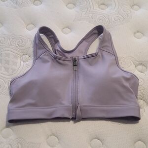 Nike Dri-fit Dusty Lavender Purple Zip Front Bra With Removable Cups Size Small